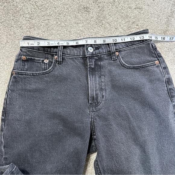 Abercrombie & Fitch Women’s The Baggy Low Rise Jeans Raw Hem in Black 25/0R - Picture 12 of 16